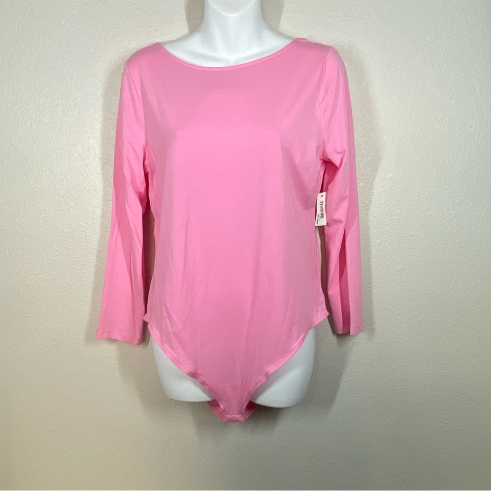 Daily Ritual Pink Long Sleeve Basic Body Suit Size Large